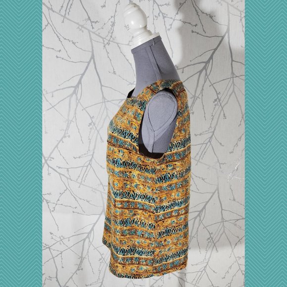 Diane Gilman Abstract Floral Printed 100% Silk Tank - Picture 3 of 5